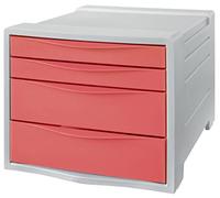 Esselte bloc de classement 4 tiroirs Colour'Breeze - Gris clair/Corail