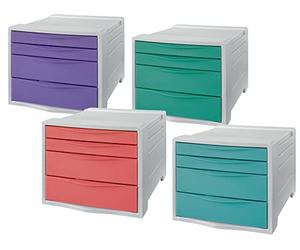 Esselte - Blocs de Classement à 4 Tiroirs, Rangements pour Documents & Fournitures, Maison / Bureau, Motif Texturé, Gamme Colour'Breeze, Lot de 4, Coloris Assortis, 626286