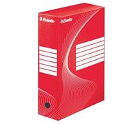 Esselte Boîte à Archive Standard, 100 mm, A4, Boîte Transfert, Carton Ondulé Sans Acide, Lot de 25, Capacité 800 Feuilles, Montage rapide et facile, Rouge, 128422
