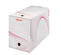 Esselte Boîte à Archive Standard, 200 mm, A4, Boîte Transfert, Carton Ondulé Sans Acide, Lot de 25, Capacité 1600 Feuilles, Blanc, 128701