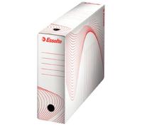 Esselte Boîte à Archive Standard, 80 mm, A4, Boîte Transfert, Carton Ondulé Sans Acide, Lot de 5, Capacité 600 Feuilles, Blanc, 128000