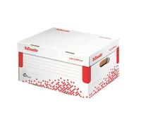 Esselte Boîte d'archives à couvercle rabattable SPEEDBOX, DIN A4, blanc/rouge,