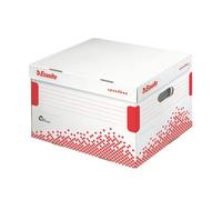 Esselte Boîte d'archives à couvercle rabattable SPEEDBOX, Taille : M, blanc/rouge,