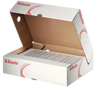 Esselte Boîte d'Archives avec Dos 80 mm et Large Ouverture, A4, Blanc, Emballé à plat, Lot de 10, Standard, 128005