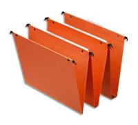 ESSELTE Boîte de 25 dossiers suspendus DUAL TIROIR en kraft 220g. Fond V, volet agrafage. Orange