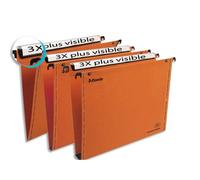 ESSELTE Boîte de 25 dossiers suspendus VMG TIROIR en kraft 240g. Fond 30, bouton-pression. Orange