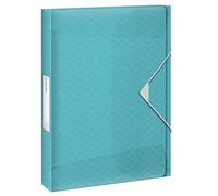 Esselte - Boîte de Classement A4, Capacité 200 Feuilles, Dos de 25 mm, Pochette de Rangement Translucide pour Documents, Maison / Bureau, Motif Texturé, Gamme Colour'Breeze, Bleu, 626259