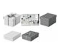 Esselte – Lot de 3 boîtes de rangement avec couvercle, motif géométrique blanc, 100% carton recyclé