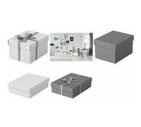 Esselte - Lot de 3 Petites Boîtes avec Couvercle, Rangement et Cadeaux, 100 pour cent Carton Recyclé, 100 pour cent Recyclable, Motif Géométrique, Gris, Petite, 628281