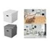 Esselte - Lot de 3 Grandes Boîtes Cubes avec Couvercle, Rangement & Organisation, 100% Carton Recyclé, 100% Recyclable, Motif Géométrique, Gris, 628289