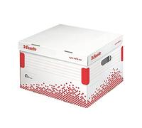 Esselte Boîte de Stockage et de Transport Speedbox, Couvercle Rabattable, Capacité : 5 Boîtes 80m ou 4 Boîtes 100mm, Blanc, 623913