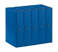 Esselte C28 EUROBOX 390328050 Lot de 5 dossiers pour le stockage, fermeture par bouton, 25 x 35 cm, dos 8 cm, bleu
