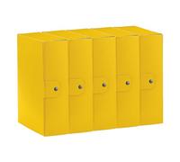 Esselte C30 EUROBOX 390330090 Lot de 5 dossiers pour le stockage, fermeture par bouton, 25 x 35 cm, dos 10 cm, jaune