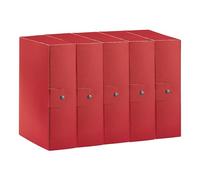 Esselte C30 EUROBOX 390330160 Lot de 5 dossiers pour le stockage, fermeture par bouton, 25 x 35 cm, dos 10 cm, rouge