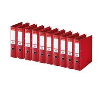 Esselte | Classeur à levier A4 Standard | Lot de 10 | Capacité 550 feuilles | Dos 75 mm |PP | Griffes de blocage | Étiquette de dos interchangeable | Bureau, Ecole, Maison | Rouge | 320220