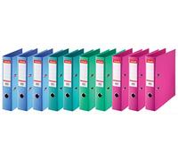Esselte | Classeur à levier A4 Standard | Lot de 10 | Capacité 550 feuilles | Dos 75 mm |PP | Griffes de blocage | Étiquette de dos interchangeable | Bureau, Ecole, Maison | Assorti Mode | 624178