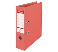 Esselte - Classeur à Levier, Capacité 500 Feuilles, Dos de 75 mm, Classeur A4 Léger & Solide, Maison / Bureau, Motif Texturé, Gamme Colour'Breeze, Corail, 628429