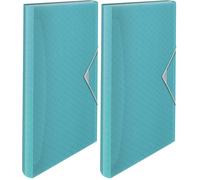 Esselte - Classeur Ménager A4, Organiseur Transparent à 5 Onglets / 6 Compartiments, Maison/Bureau, Motif Texturé, Gamme Colour'Breeze, Bleu, 626252 (Lot de 2)