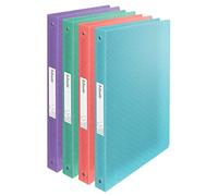 Esselte - Classeurs à Anneaux, Capacité 140 Feuilles, Dos de 20 mm, Classeur A4 à 4 Anneaux, Couverture Souple, Maison / Bureau, Motif Texturé, Gamme Colour'Breeze, , Coloris Assortis, 626249