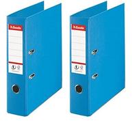 Esselte, Classeurs à levier A4 N°1, Bleu clair, Dos de 75 mm, Plastique, Lot de 2, Gamme Vivida, 811311