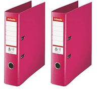 Esselte, Classeurs à levier A4 N°1, Fuschia, Dos de 75 mm, Plastique, Lot de 2, Gamme Vivida, 811313
