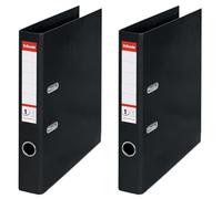 Esselte, Classeurs à levier A4 N°1, Noir, Dos de 50 mm, Plastique, Lot de 2, Gamme Vivida, 811470