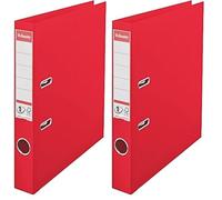 Esselte, Classeurs à levier A4 N°1, Rouge, Dos de 50 mm, Plastique, Lot de 2, Gamme Vivida, 624072