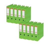 Esselte, Classeurs à levier A4 N°1, Vert, Dos de 75 mm, Plastique, Lot de 10, Gamme Vivida, 624069