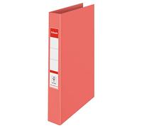 Esselte Colour'Breeze 628433 Lot de 10 classeurs à anneaux avec 2 anneaux et couverture rigide pour la maison/le bureau - Capacité : 190 feuilles - Largeur du dos : 42 mm - Corail