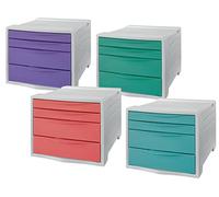 Esselte Colour'Ice 626286 Bloc de Classement à 4 Tiroirs - Couleurs Assorties - Lot de 4