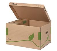 Esselte Conteneur d'archivage écologique avec couvercle supérieur, idéal pour Esselte Boîtes d'archivage Eco A4, 5 x 80 mm/4 x 100 mm, boîte de transport, carton ondulé 100 % recyclé et recyclable, brun naturel, 623918