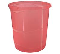 Esselte - Corbeille à Papier Empilable en Plastique, 14 L, Détritus & Recyclage, Maison / Bureau, Motif Texturé, Gamme Colour'Breeze, Corail, 628461