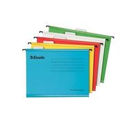 ESSELTE - Dossiers Suspendus A4 Renforcés pour Tiroir, Lot de 5 Dossiers Suspendus avec Onglets et Étiquettes, En carton durable, Coloris Assortis (10509)