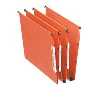 Esselte Dual - Dossiers Suspendus A4 Latéraux, Capacité 200 Feuilles, Fond 15 mm, Entraxe 330 mm, Porte-Étiquette Intégré, Lot de 25, Orange, 21628