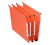 Esselte Dual - Dossiers Suspendus A4 Latéraux, Capacité 350 Feuilles, Fond 30 mm, Entraxe 330 mm, Porte-Étiquette Intégré, Lot de 25, Orange, 21629