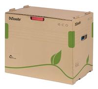 Esselte Eco 623920 Lot de 10 boîtes de rangement pour 5 classeurs A4 avec couvercle, boîte de transport avec poignées, carton ondulé 100% recyclé, 100% recyclable, marron naturel