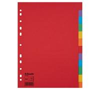 Esselte | 10x lot d'intercalaires A4 | 12 Touches | En carton résistant et recyclé | Pour bureau, école, archives, organisation | Rouge/Multicolore | 100202