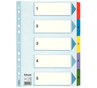 Esselte Intercalaires A4 1-5, onglets renforcés en Mylar, carton résistant, bleu