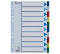 Esselte Intercalaires A4 10 Touches, Multicolore, Onglets Renforcés en Plastique Résistant avec Table des Matières, 15261
