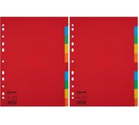 Esselte Intercalaires A4 10 Touches, Rouge/Multicolore, Carton Recyclé, 100201 (Lot de 2)