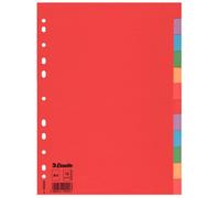 Esselte Intercalaires A4 12 Touches, Rouge/Multicolore, Carton Recyclé, 100202