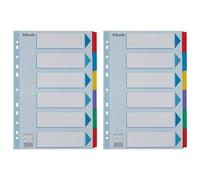 Esselte Intercalaires A4 6 Touches, Bleu/Multicolore, Carton Résistant Recyclé, 6 Onglets avec Table des Matières, 100168 (Lot de 2)