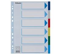 Esselte Intercalaires A4 6 Touches, Multicolore, Onglets Renforcés en Plastique Résistant avec Table des Matières, 15260