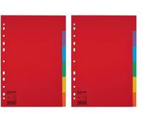 Esselte Intercalaires A4 6 Touches, Rouge/Multicolore, Carton Recyclé, 100200 (Lot de 2)