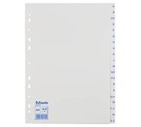 Esselte Intercalaires A4 Touches A-Z, Bleu & Blanc, Onglets Renforcés en Plastique Résistant avec Table des Matières, 100144