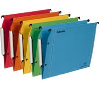 Esselte LGM VisioPlus - Dossiers Suspendus A4 Latéraux, Capacité 100 Feuilles, Fond en V, Entraxe 330 mm, Porte-Étiquette XL Intégré, Lot de 10, Coloris Assortis, 49959