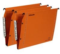 Esselte LGM VisioPlus PP - Dossiers Suspendus A4 Latéraux, Capacité 200 / 350 Feuilles, Fond 15 et 30 mm, Entraxe 330 mm, Porte-Étiquette XL Intégré, Lot de 10, Orange, 49960