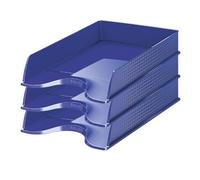 Esselte| Lot de 10x Corbeilles à courrier Fusion A4 | Empilable| Rangement de Documents, Catalogues, Brochures & Magazines | Pour la Maison, Bureau| Motif Texturé | Bleu opaque| 623693