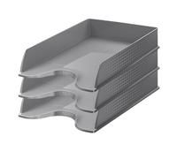 Esselte| Lot de 10x Corbeilles à courrier Fusion A4 | Empilable| Rangement de Documents, Catalogues, Brochures & Magazines | Pour la Maison, Bureau| Motif Texturé | Gris opaque| 623695