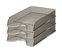 Esselte| Lot de 10x Corbeilles à courrier Fusion A4 | Empilable| Rangement de Documents, Catalogues, Brochures & Magazines | Pour la Maison, Bureau| Motif Texturé | Fumé translucide| 623690